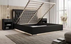 Designer Polsterbett Rio inkl. RGB, USB und Stauraum