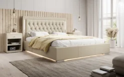 Designer Polsterbett Rio inkl. RGB, USB und Stauraum