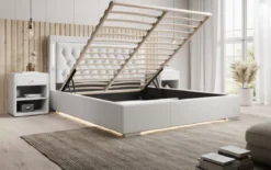 Designer Polsterbett Rio inkl. RGB, USB und Stauraum