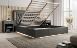 Designer Polsterbett Rio inkl. RGB, USB und Stauraum