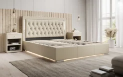 Designer Polsterbett Rio inkl. RGB, USB und Stauraum