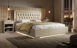 Designer Polsterbett Rio inkl. RGB, USB und Stauraum