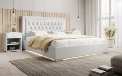 Designer Polsterbett Rio inkl. RGB, USB und Stauraum