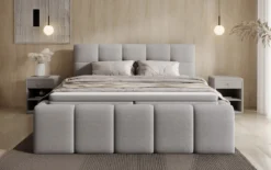 Designer Polsterbett Romy in Teddy Bouclé mit Stauraum inkl. Matratzen