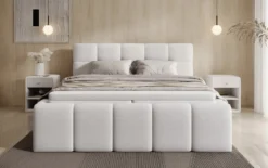 Designer Polsterbett Romy in Teddy Bouclé mit Stauraum inkl. Matratzen