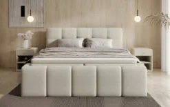 Designer Polsterbett Romy in Teddy Bouclé mit Stauraum inkl. Matratzen
