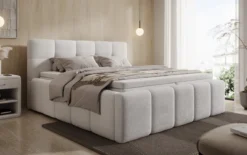 Designer Polsterbett Romy in Teddy Bouclé mit Stauraum inkl. Matratzen