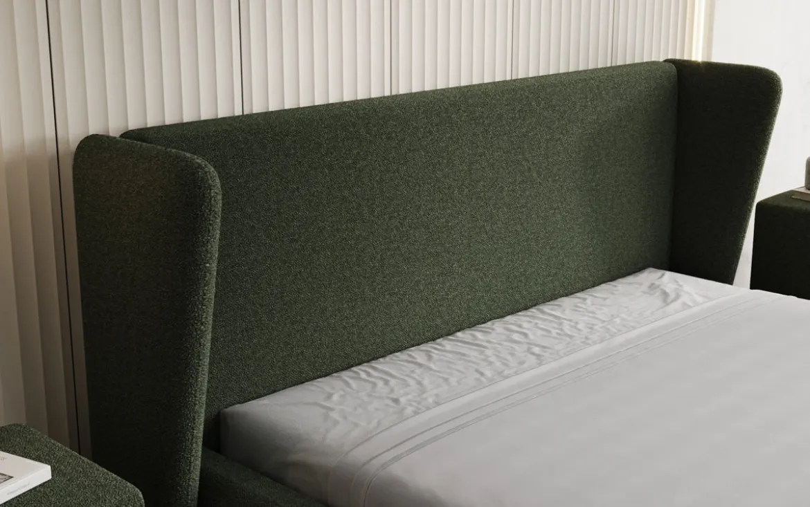 Designer Polsterbett Rosalie in Teddy Bouclé mit Stauraum