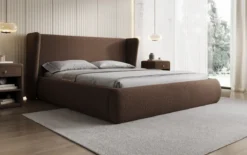 Designer Polsterbett Rosalie in Teddy Bouclé mit Stauraum