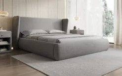 Designer Polsterbett Rosalie in Teddy Bouclé mit Stauraum