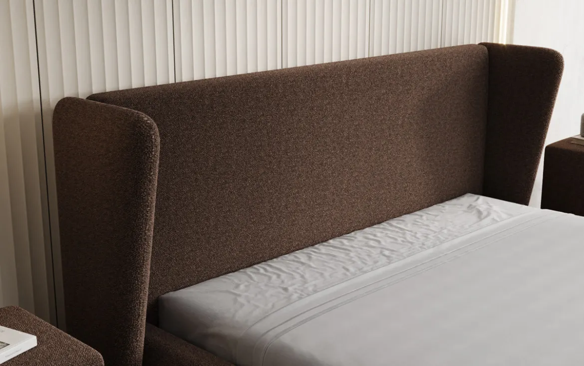 Designer Polsterbett Rosalie in Teddy Bouclé mit Stauraum