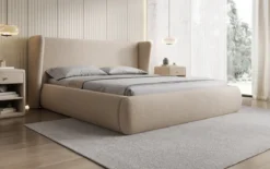 Designer Polsterbett Rosalie in Teddy Bouclé mit Stauraum