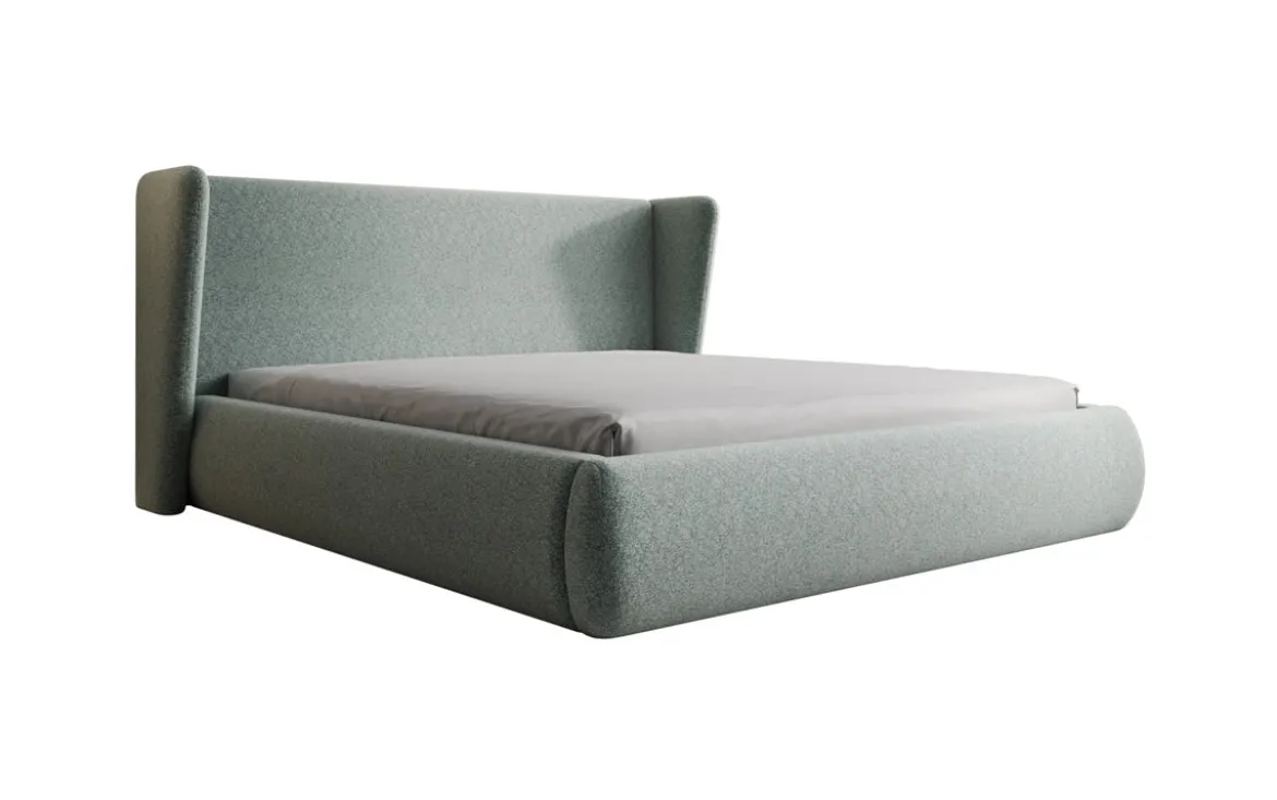 Designer Polsterbett Rosalie in Strukturstoff mit Stauraum