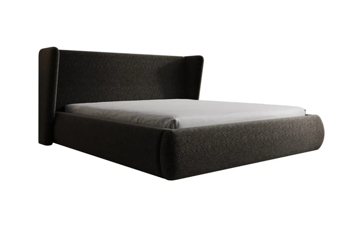Designer Polsterbett Rosalie in Strukturstoff mit Stauraum