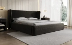 Designer Polsterbett Rosalie in Strukturstoff mit Stauraum