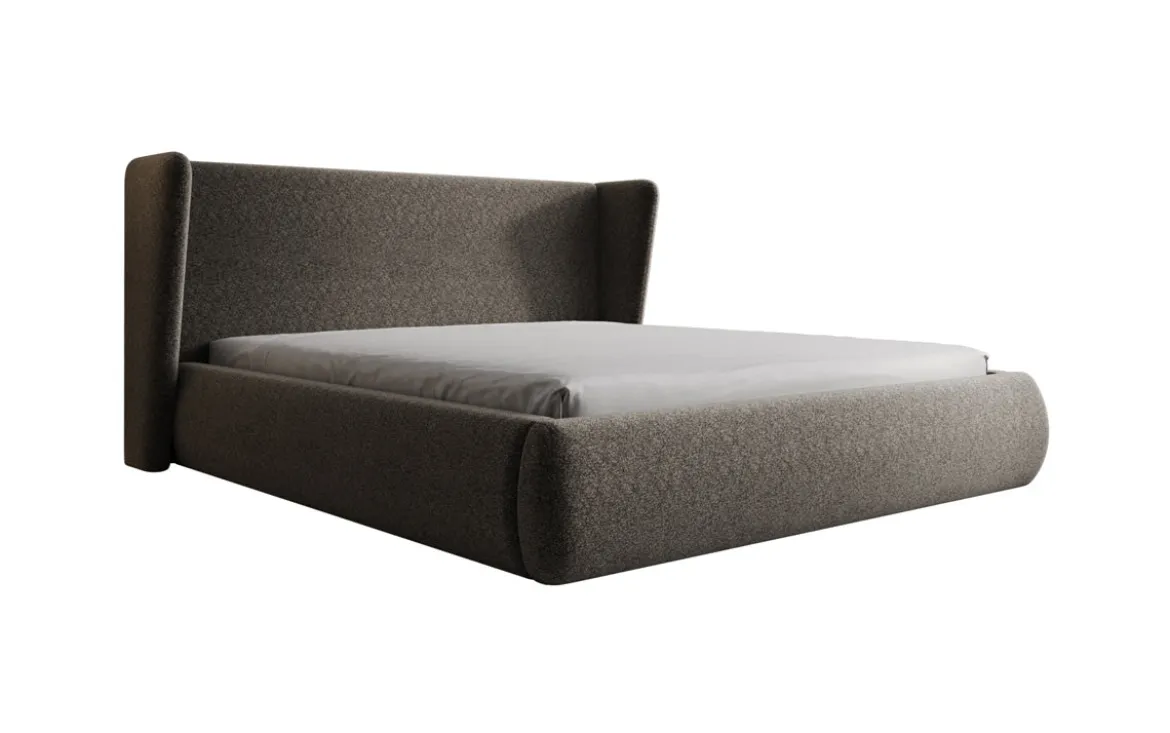 Designer Polsterbett Rosalie in Strukturstoff mit Stauraum