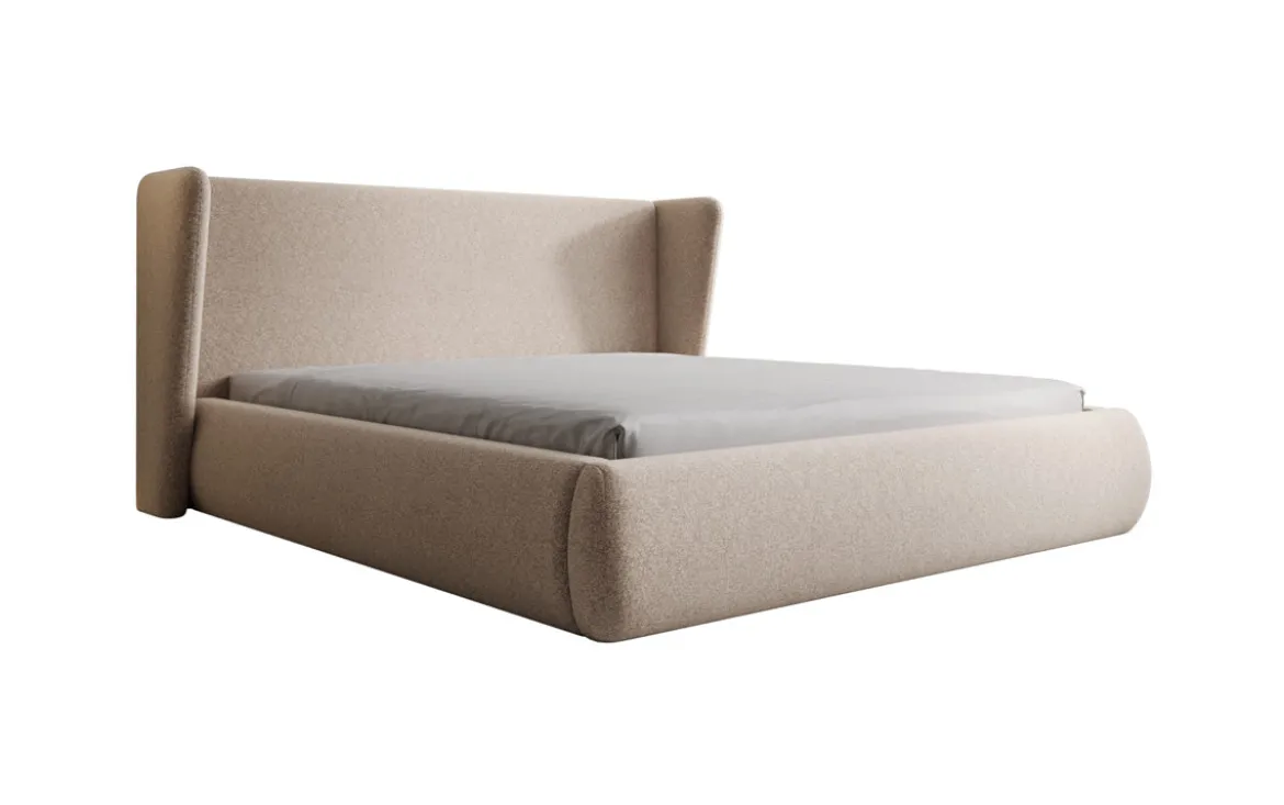 Designer Polsterbett Rosalie in Strukturstoff mit Stauraum