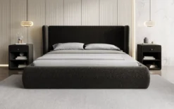 Designer Polsterbett Rosalie in Strukturstoff mit Stauraum