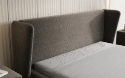 Designer Polsterbett Rosalie in Strukturstoff mit Stauraum
