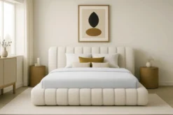 Designer Polsterbett Selene Bouclé mit Stauraum