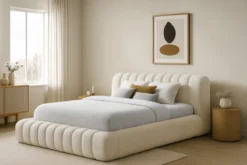 Designer Polsterbett Selene Bouclé mit Stauraum
