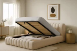 Designer Polsterbett Selene Bouclé mit Stauraum