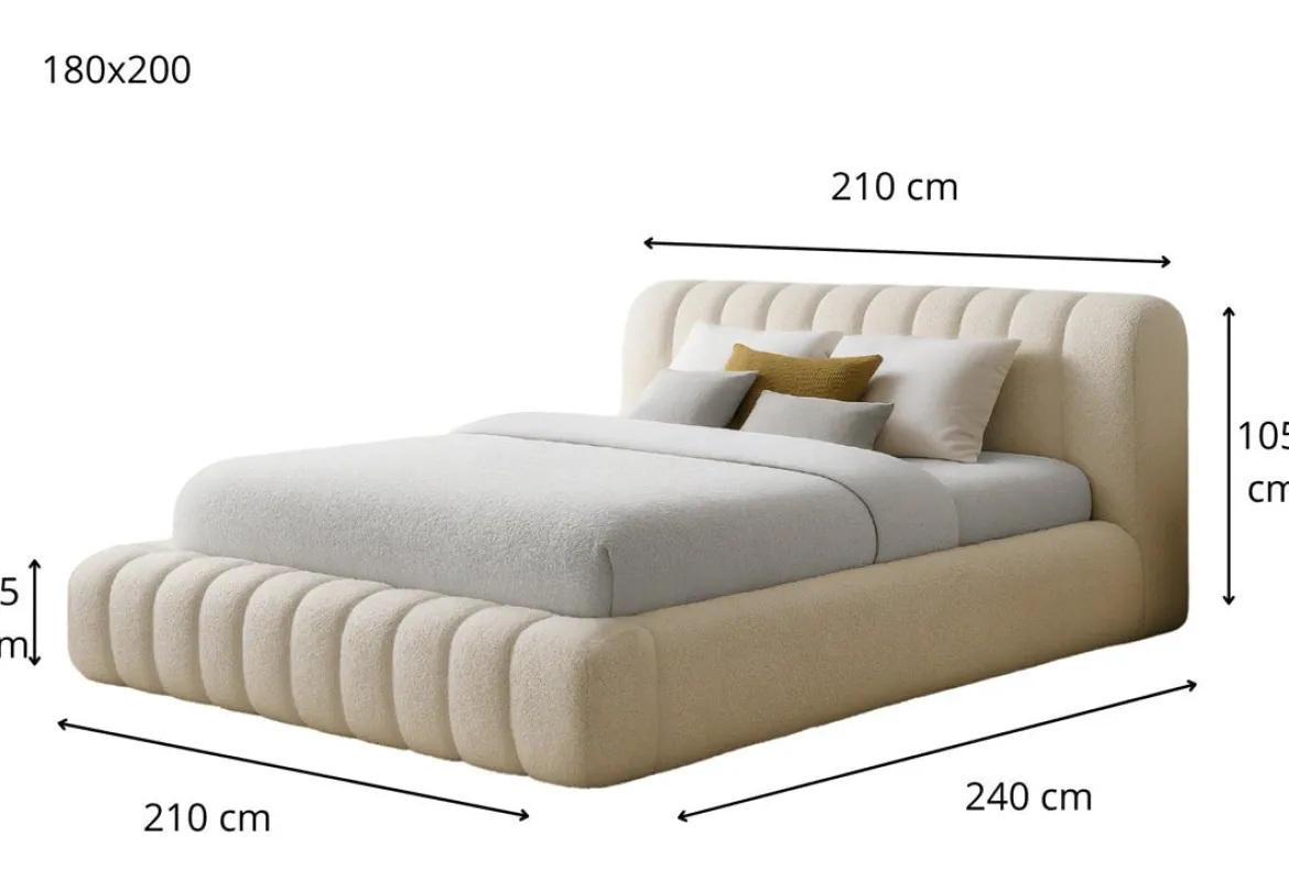 Designer Polsterbett Selene Bouclé mit Stauraum