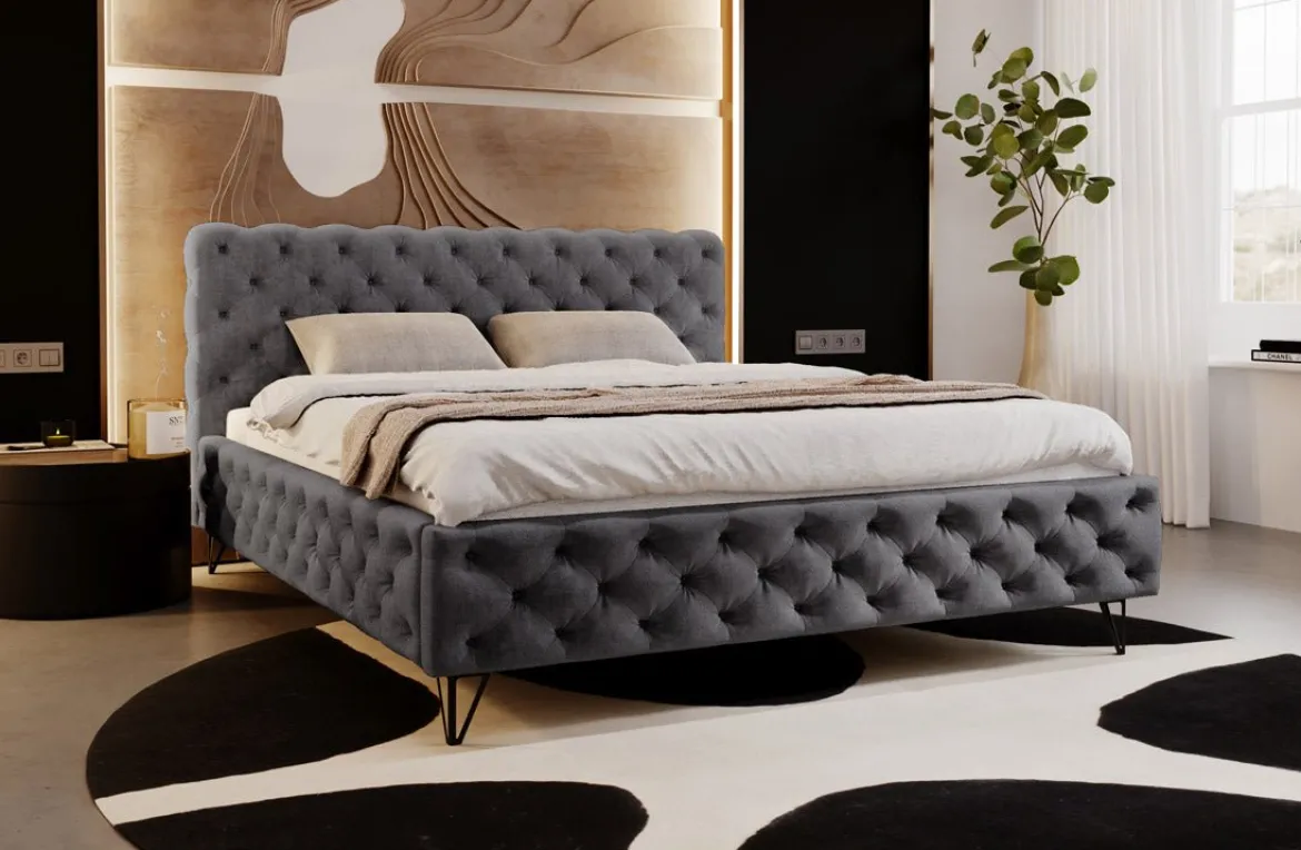 Designer Polsterbett Sienna in Samt ohne Stauraum