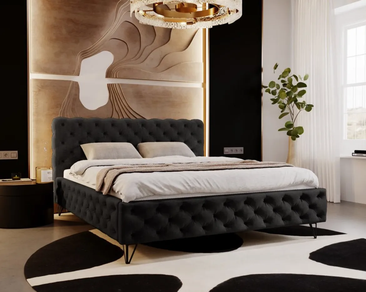 Designer Polsterbett Sienna in Samt ohne Stauraum