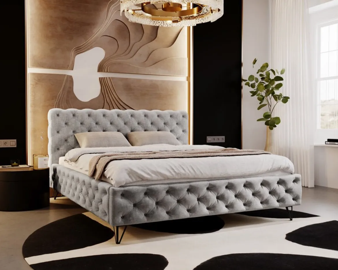 Designer Polsterbett Sienna in Samt ohne Stauraum