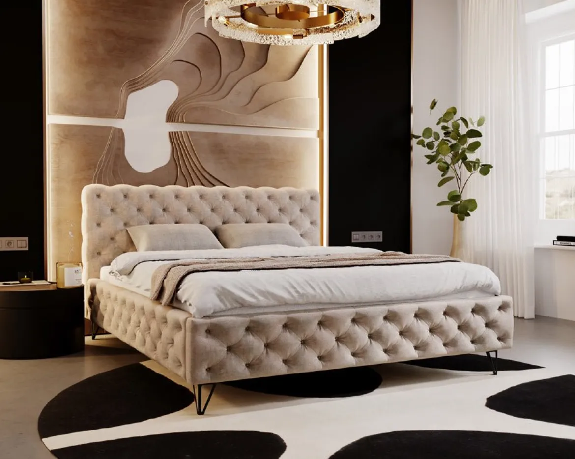 Designer Polsterbett Sienna in Samt ohne Stauraum