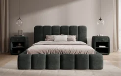 Designer Polsterbett Tevara in Cord mit Stauraum