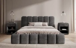 Designer Polsterbett Tevara in Cord mit Stauraum