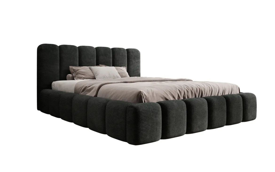 Designer Polsterbett Tevara in Cord mit Stauraum