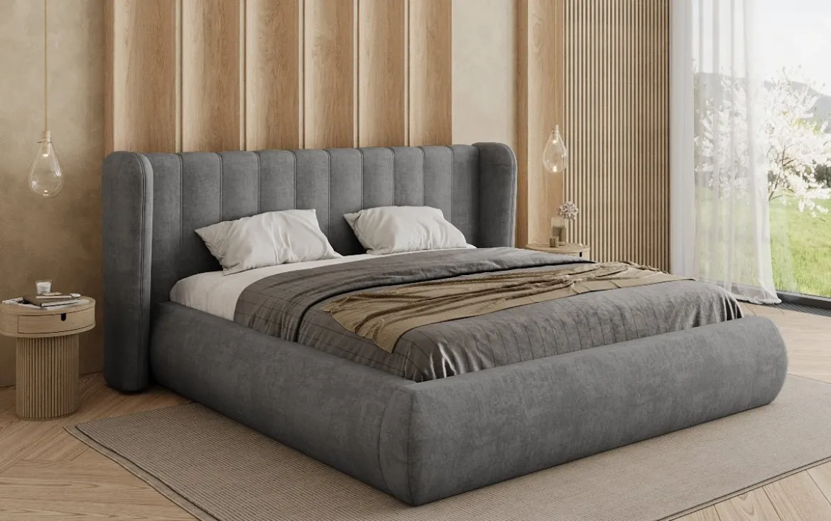 Designer Polsterbett Valentina Samt mit Stauraum