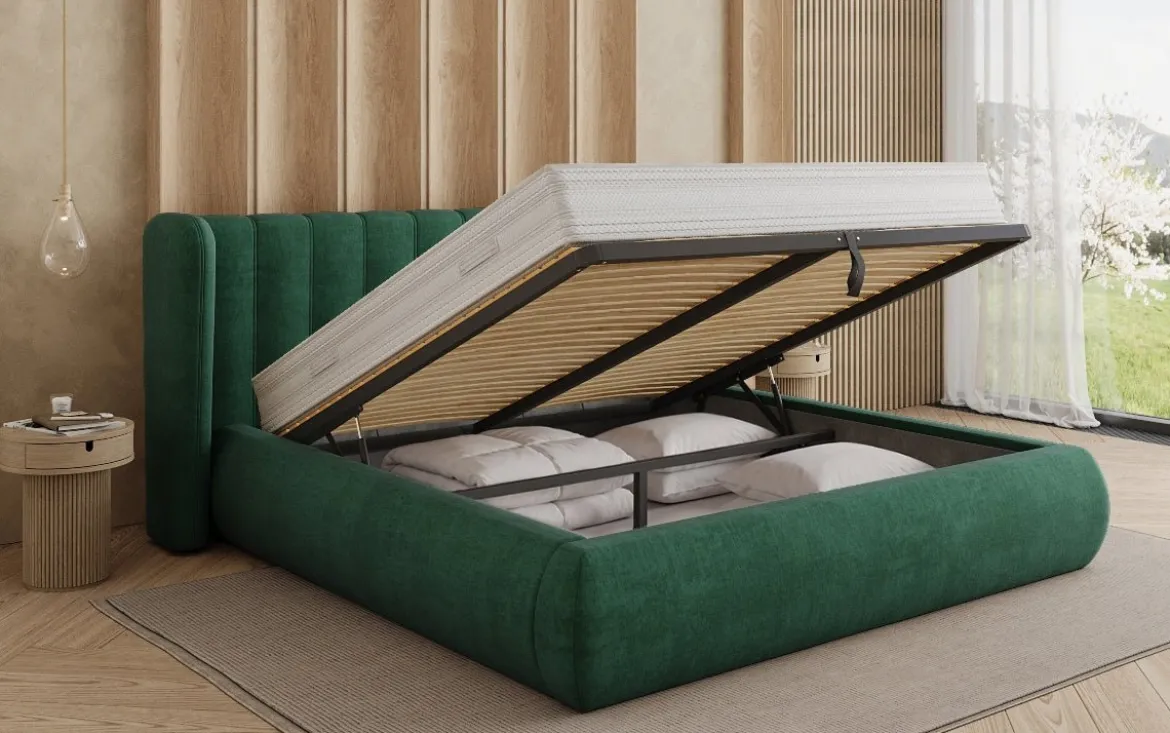 Designer Polsterbett Valentina Samt mit Stauraum