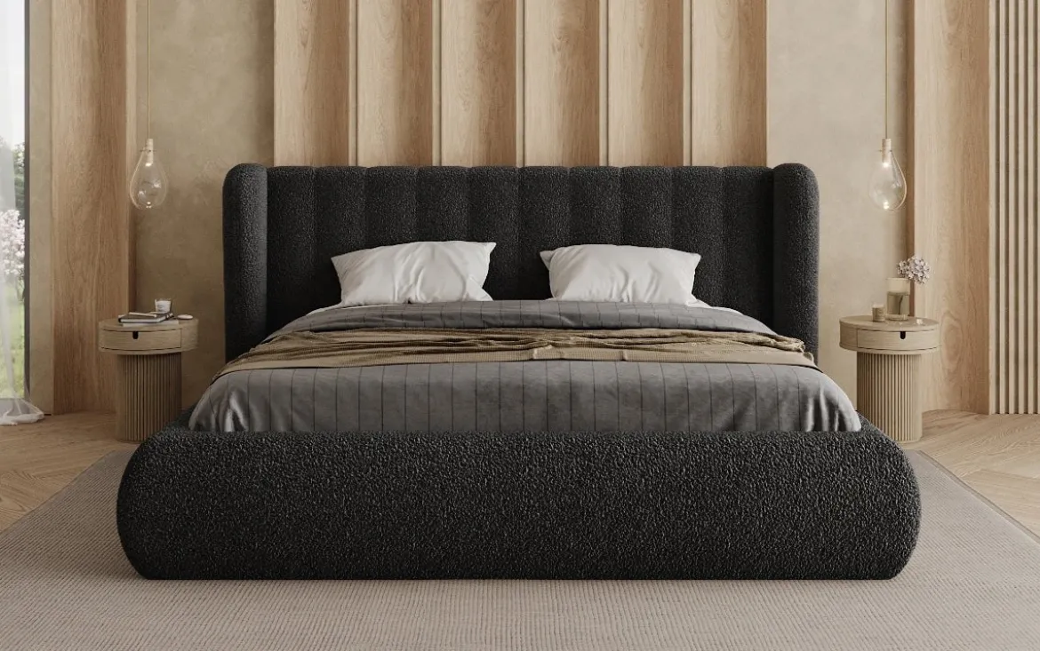 Designer Polsterbett Valentina Bouclé mit Stauraum