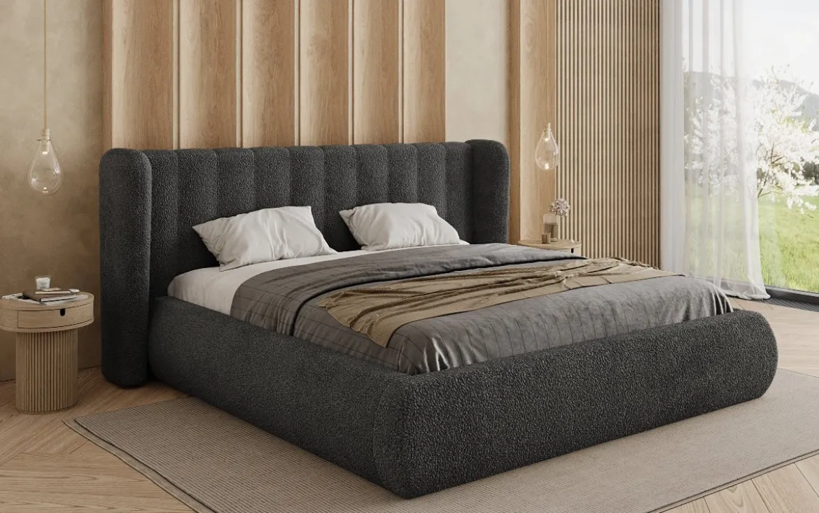 Designer Polsterbett Valentina Bouclé mit Stauraum