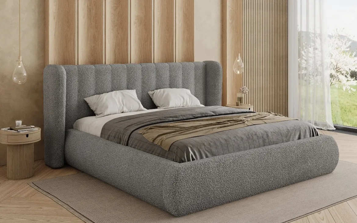 Designer Polsterbett Valentina Bouclé mit Stauraum