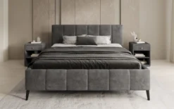 Designer Polsterbett Valerio in Cord mit höhenverstellbarem Lattenrost