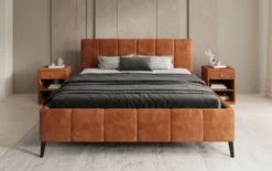 Designer Polsterbett Valerio in Cord mit höhenverstellbarem Lattenrost