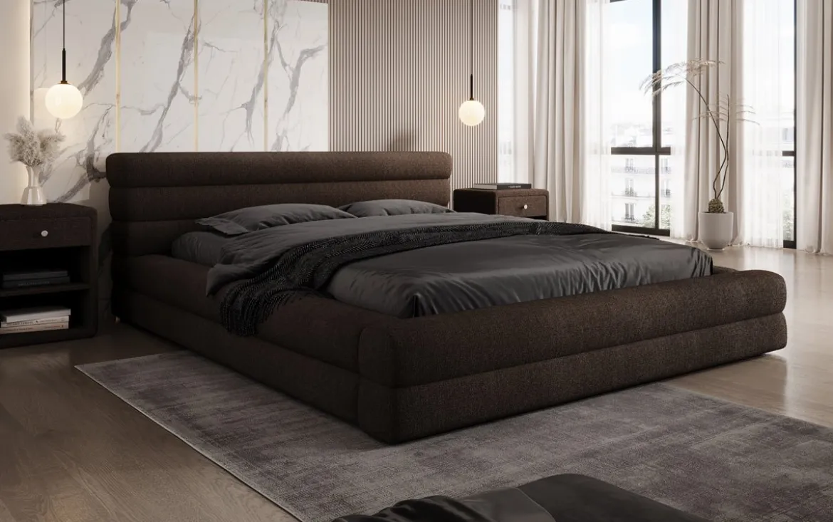 Designer Polsterbett Velana Bouclé mit Stauraum