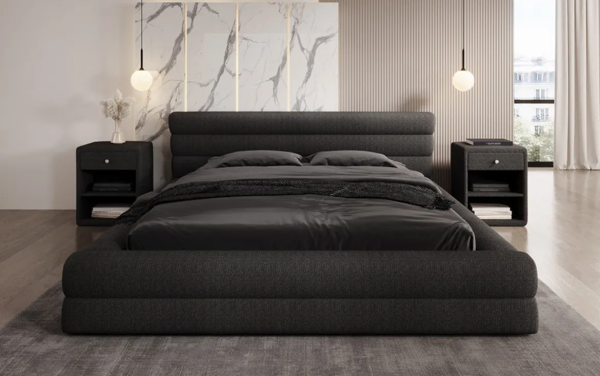 Designer Polsterbett Velana Bouclé mit Stauraum