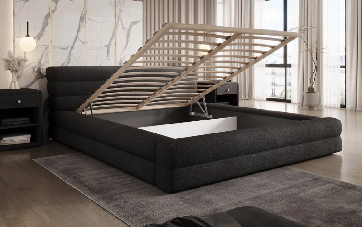 Designer Polsterbett Velana Bouclé mit Stauraum