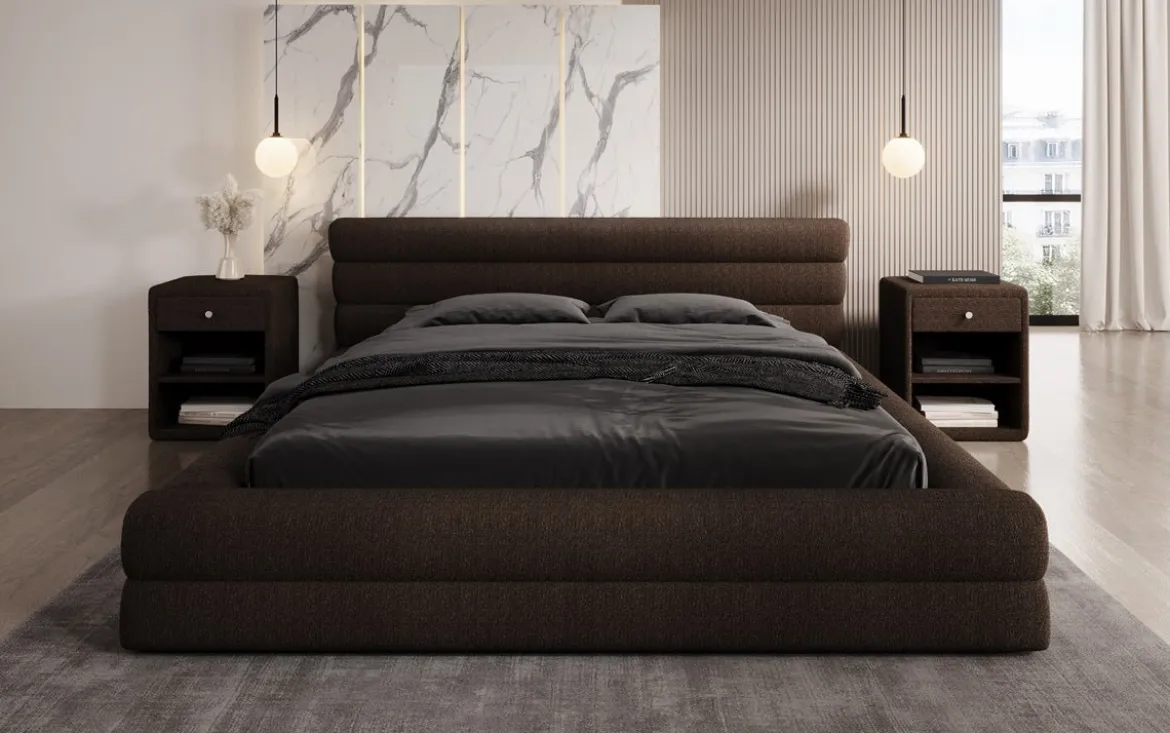 Designer Polsterbett Velana Bouclé mit Stauraum