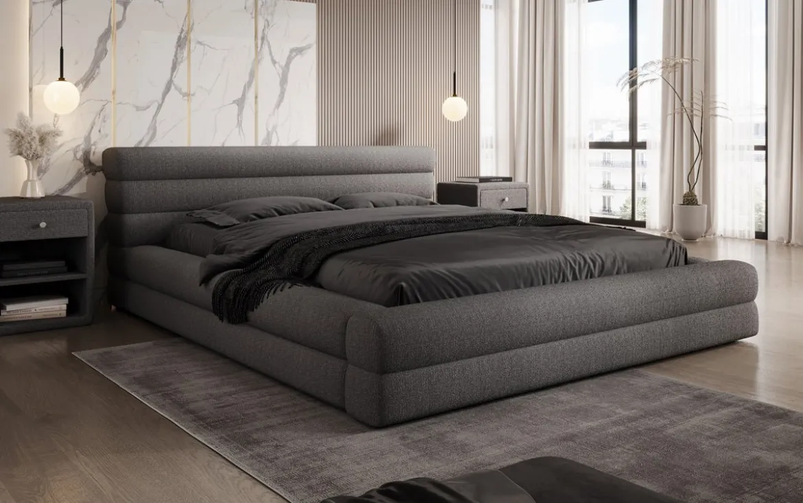 Designer Polsterbett Velana Bouclé mit Stauraum