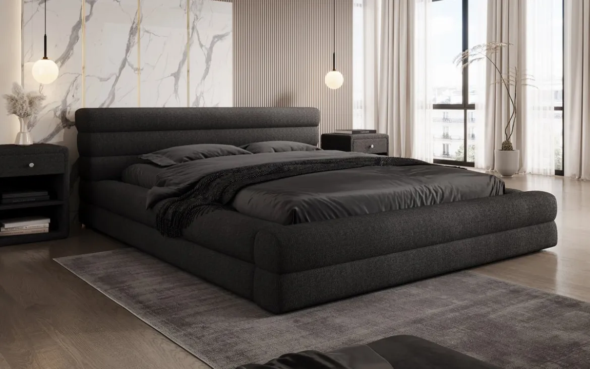 Designer Polsterbett Velana Bouclé mit Stauraum