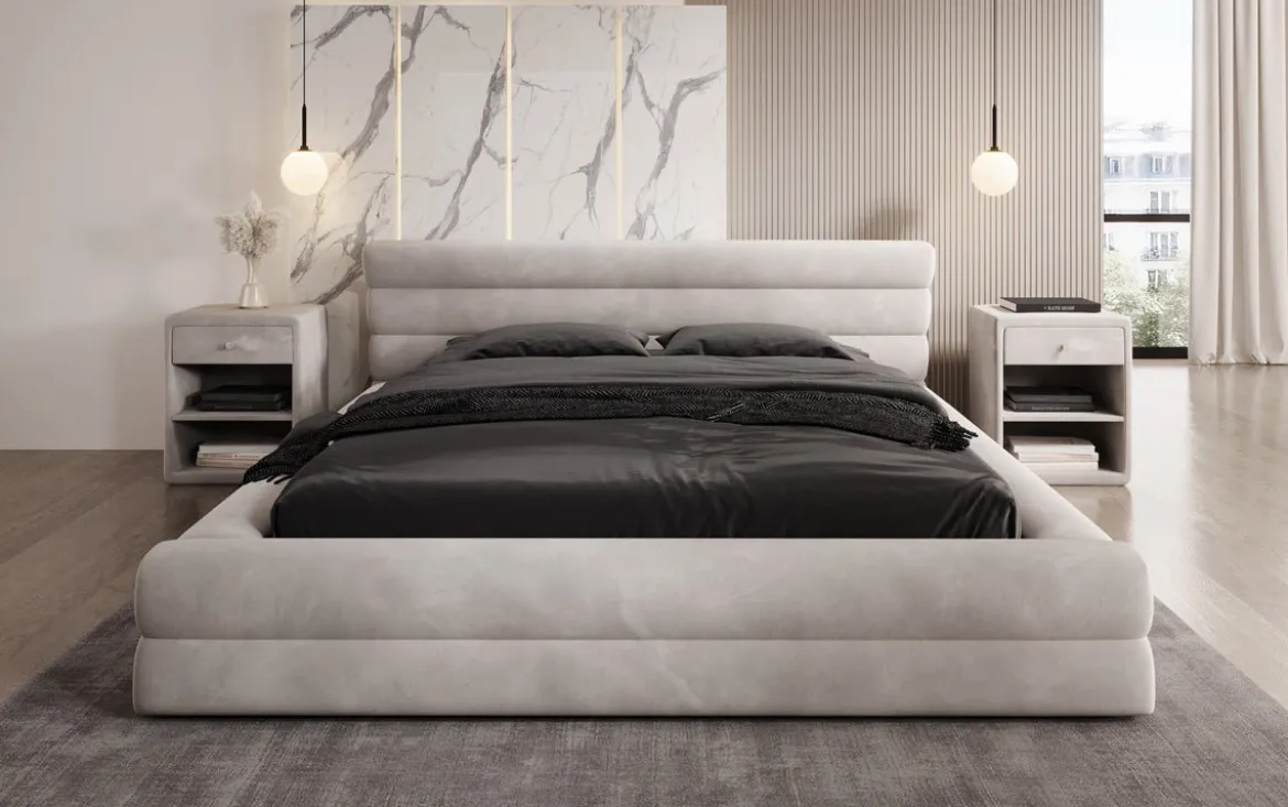 Designer Polsterbett Velana Samt mit Stauraum