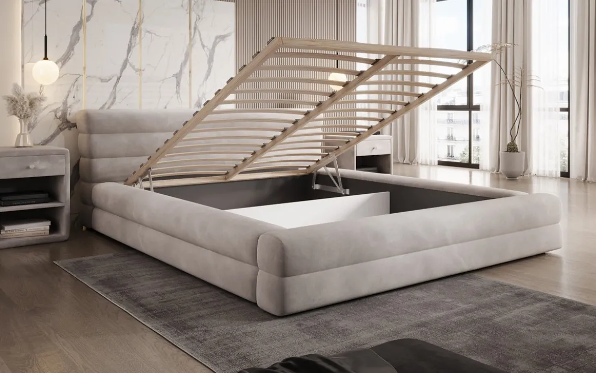 Designer Polsterbett Velana Samt mit Stauraum