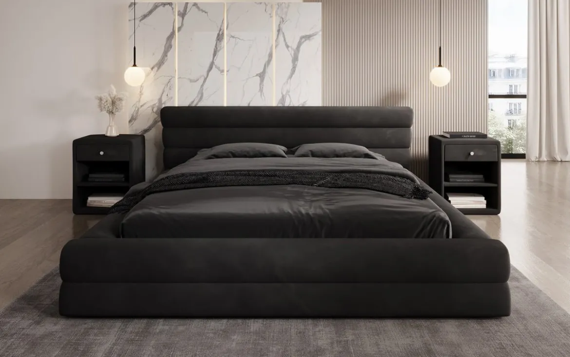 Designer Polsterbett Velana Samt mit Stauraum